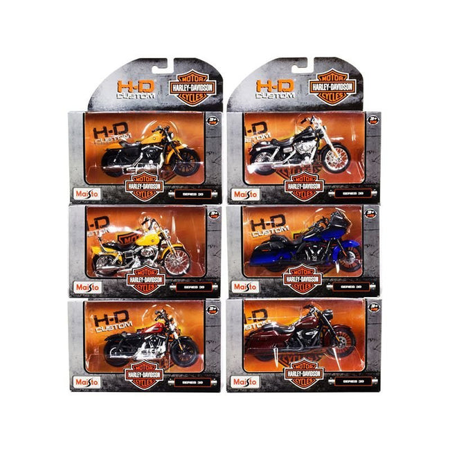 Harley-Davidson Motorcycles 6 piece Set Series 39 1/18 Diecast Models by Maisto-Maisto-ModelCars.com