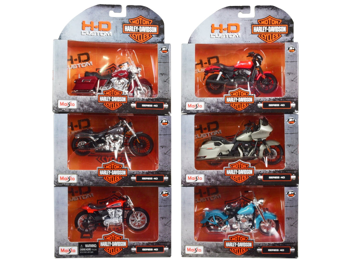 Harley-Davidson Motorcycles 6 piece Set Series 40 1/18 Diecast Models by Maisto-Maisto-ModelCars.com
