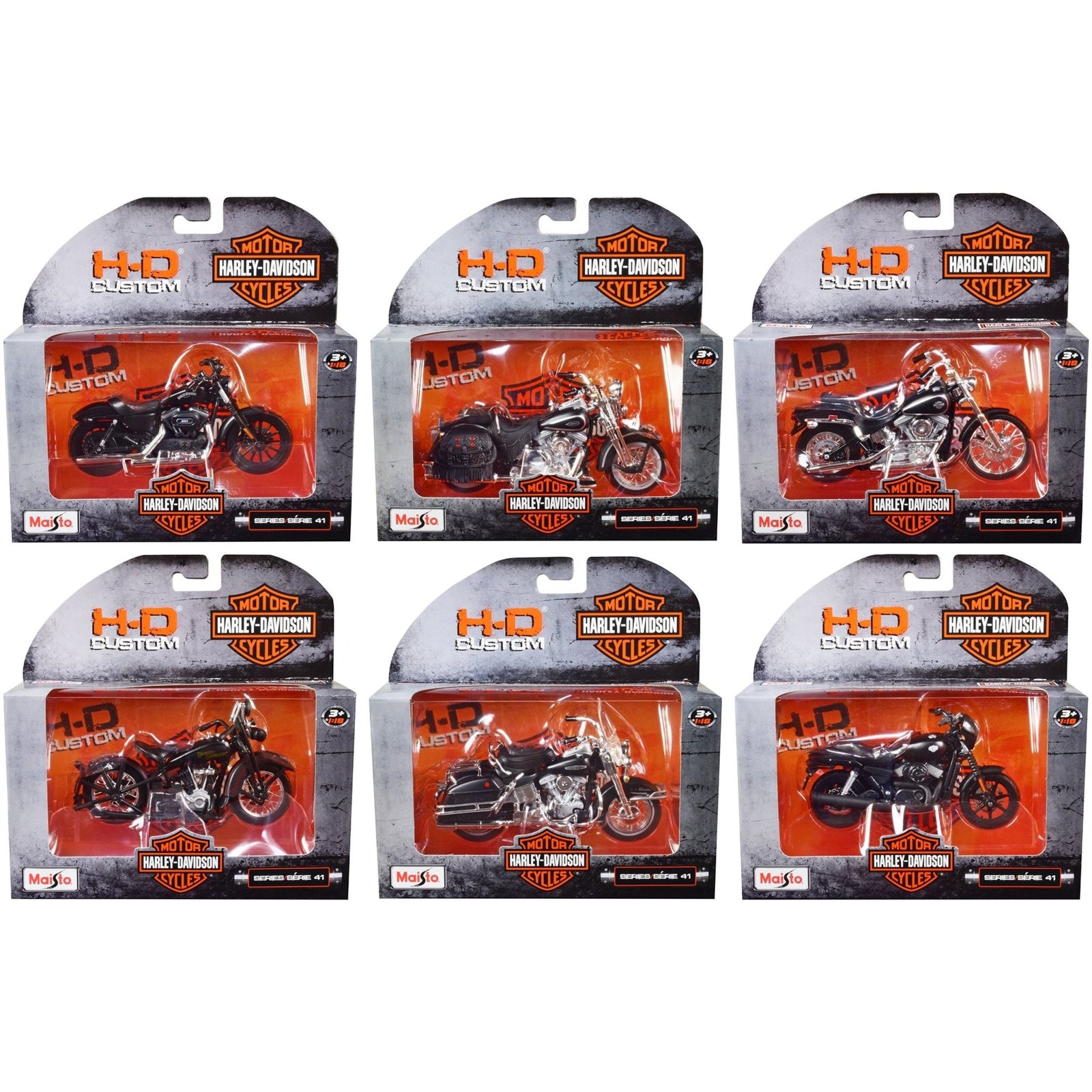Harley - Davidson Motorcycles 6 piece Set Series 41 1/18 Diecast Models by Maisto - Maisto - ModelCars.com