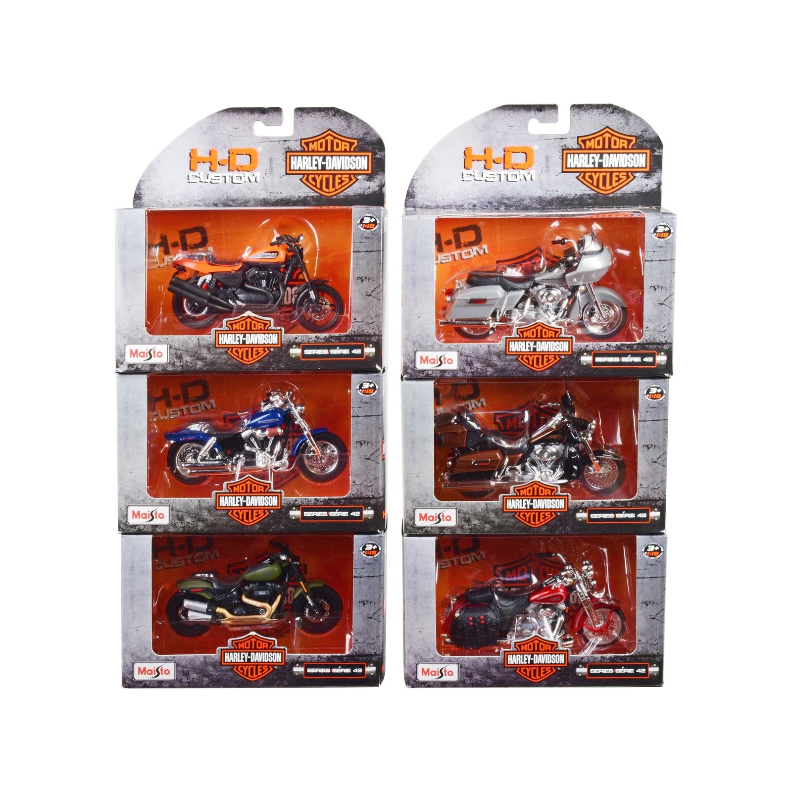 Harley - Davidson Motorcycles 6 piece Set Series 42 1/18 Diecast Motorcycle Models by Maisto - Maisto - ModelCars.com