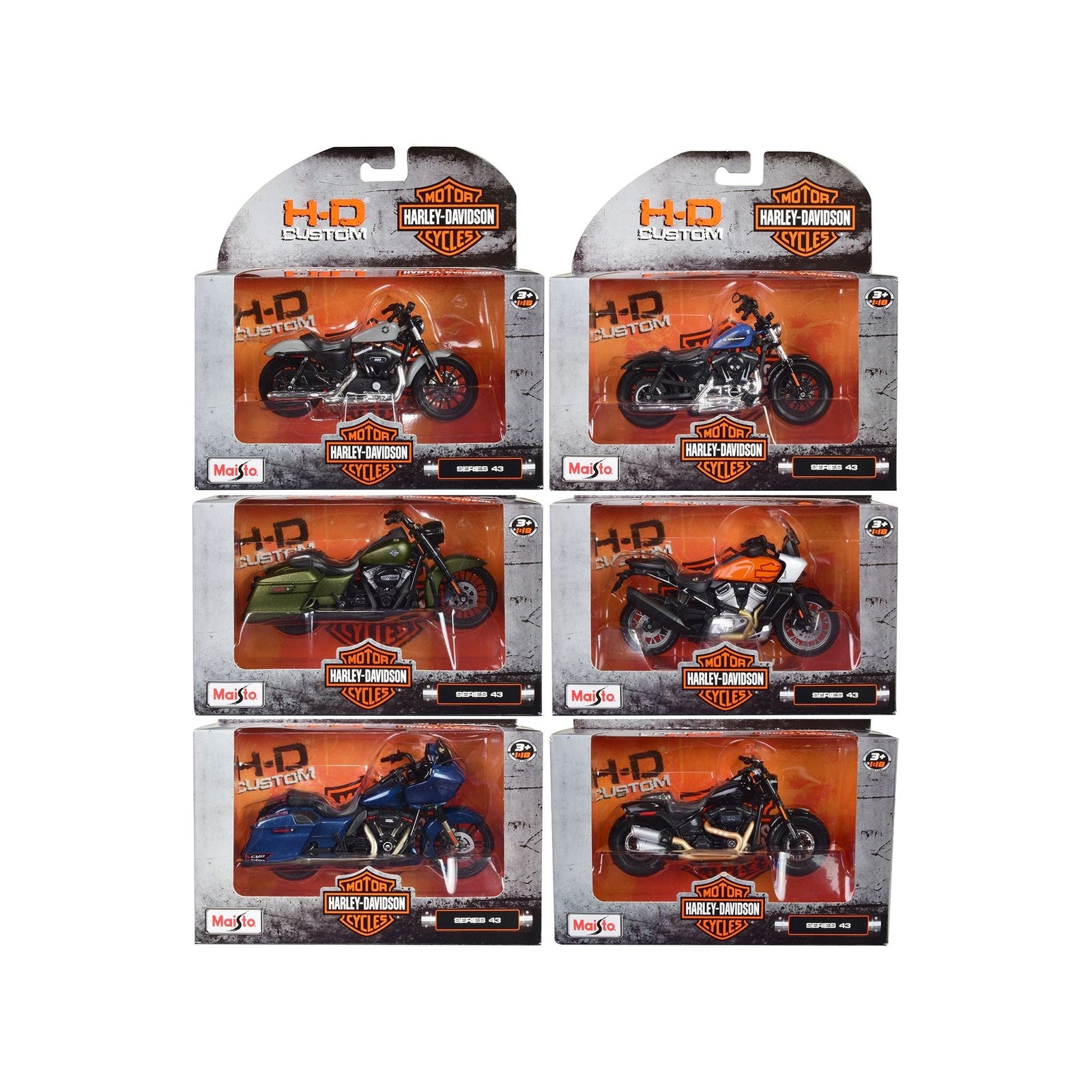 Harley - Davidson Motorcycles 6 piece Set Series 43 1/18 Diecast Models by Maisto - Maisto - ModelCars.com