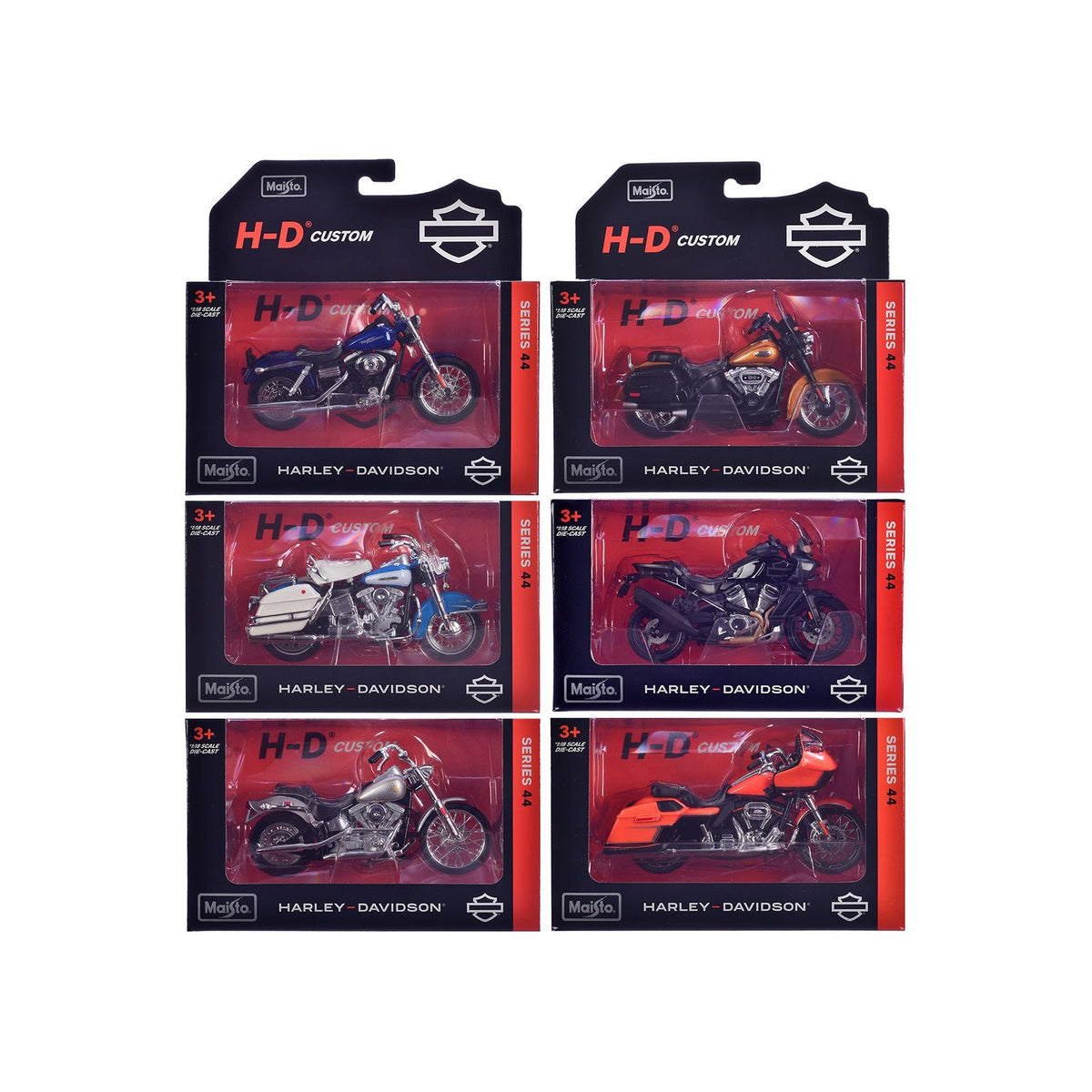 Harley-Davidson Motorcycles 6 piece Set Series 44 1/18 Diecast Models by Maisto-Maisto-ModelCars.com