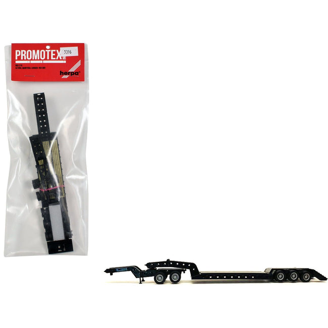 Heavy Equipment Lowboy Trailer with Jeep Black 1/87 (HO) Plastic Model by Promotex - Promotex - ModelCars.com