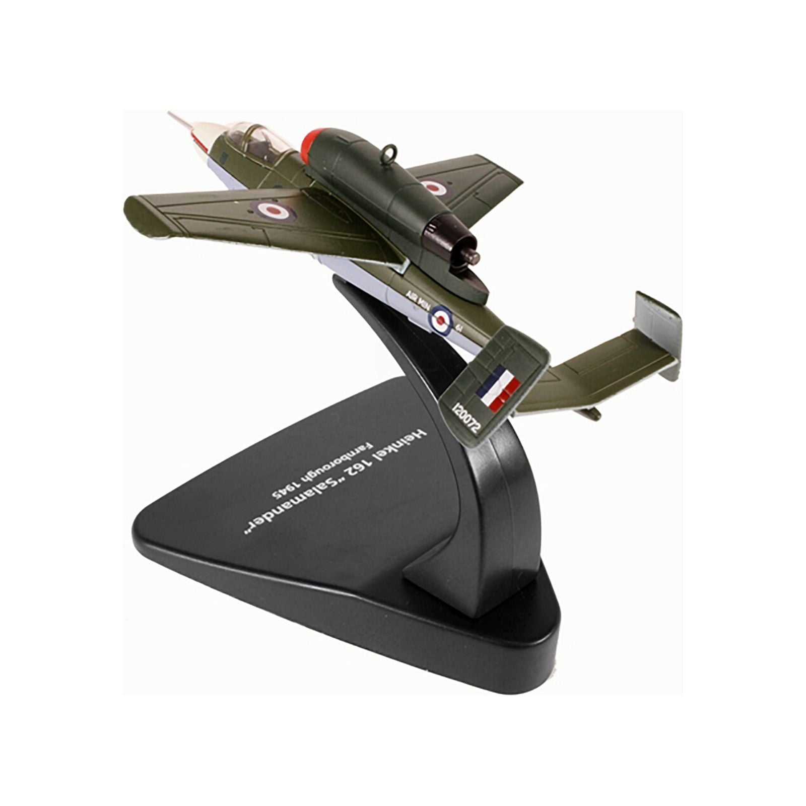 Heinkel 162 "Salamander" Jet Fighter Farnborough England (1945) "Oxford Aviation" Series 1/72 Diecast Model Airplane by Oxford Diecast - Oxford Diecast - ModelCars.com