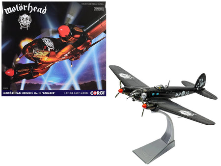 Heinkel He III Bomber Aircraft "Motorhead" Black with Graphicss 1/72 Diecast Model by Corgi-Corgi-ModelCars.com