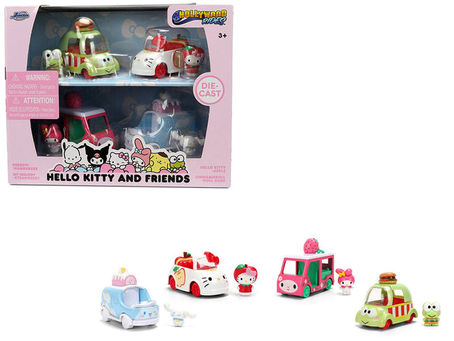 "Hello Kitty and Friends" Set of 4 Diecast Figures and Cars "Hollywood Rides" Series Diecast models by Jada-Jada-ModelCars.com