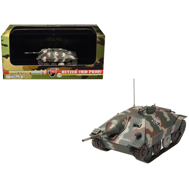 Hetzer (Mid Prod) Tank Destroyer "T-040 Marika 2nd Hungarian Panzer Division Balaton" (1945) German Army 1/72 Diecast Model by Panzerstahl-Panzerstahl-ModelCars.com
