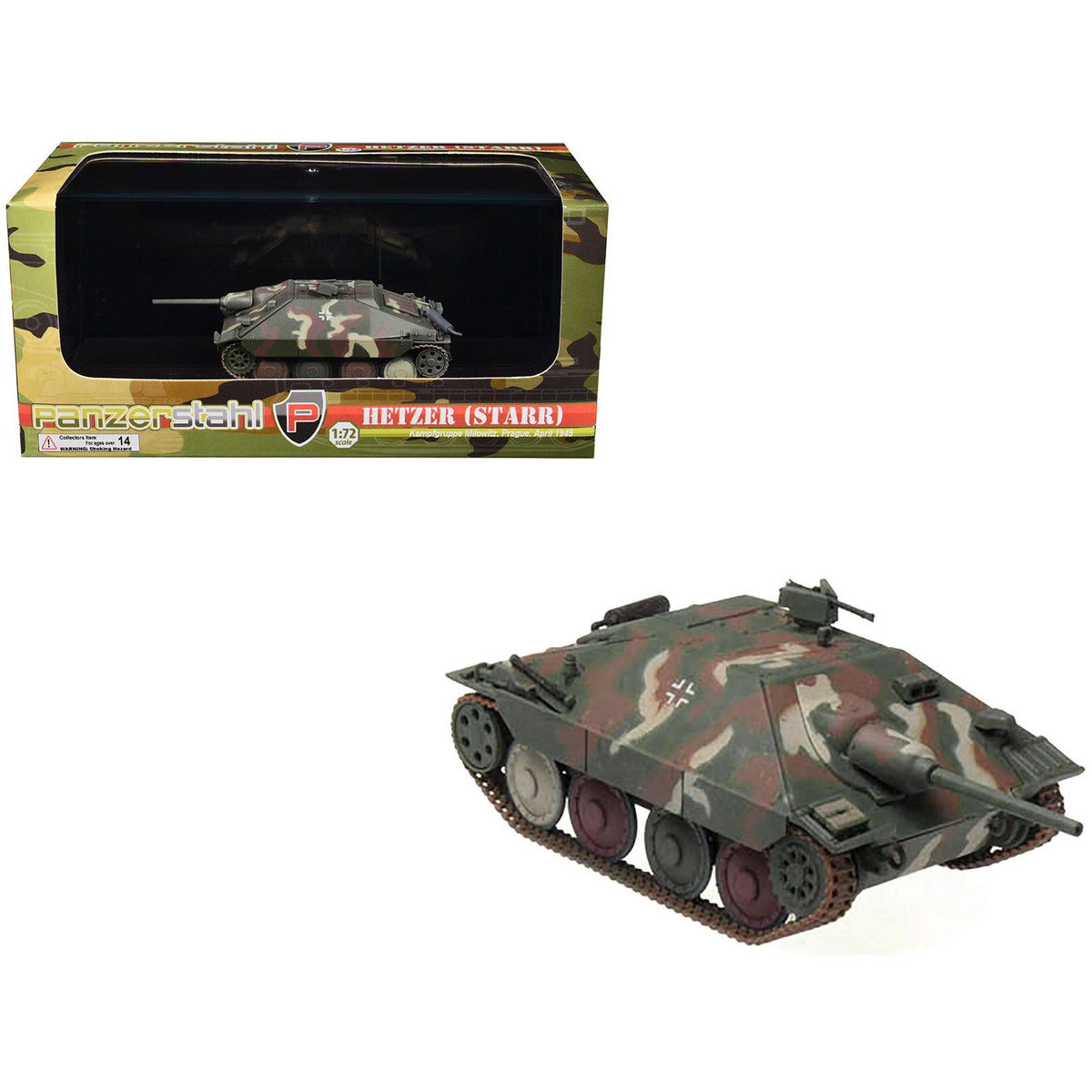 Hetzer (Starr) Tank Destroyer "Kampfgruppe Milowitz Prague" (1945) German Army 1/72 Diecast Model by Panzerstahl-Panzerstahl-ModelCars.com