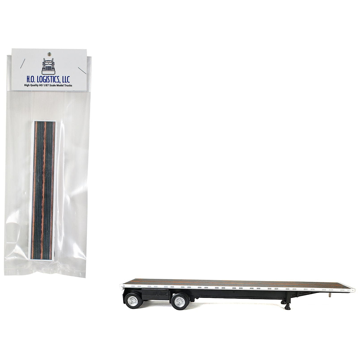 High Boy Spread Axle Flatbed Trailer White 1/87 (HO) Plastic Model Car by HO Logistics-HO Logistics Replicas-ModelCars.com