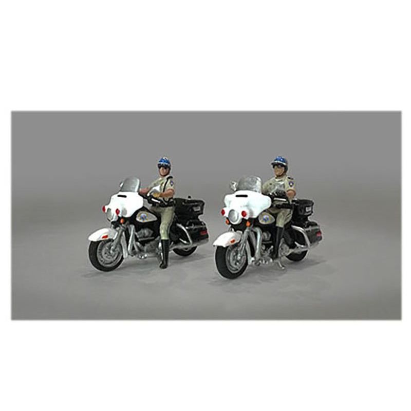 "Highway Patrol" 4 piece Diecast Figure Set (2 Figures 2 Motorcycles) Limited Edition to 3600 pieces Worldwide for 1/64 Scale Models by American Diorama-American Diorama-ModelCars.com