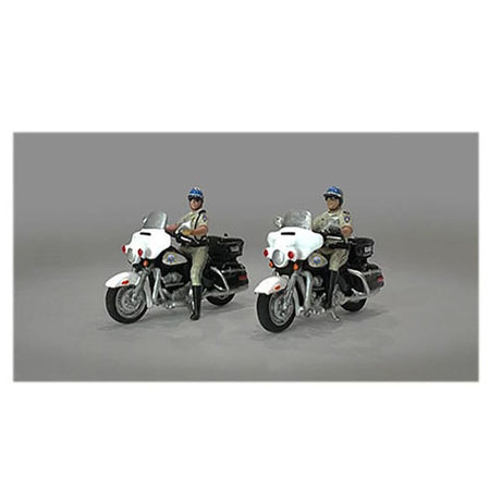 "Highway Patrol" 4 piece Diecast Figure Set (2 Figures 2 Motorcycles) Limited Edition to 3600 pieces Worldwide for 1/64 Scale Models by American Diorama-American Diorama-ModelCars.com