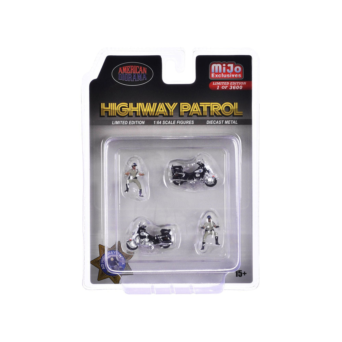"Highway Patrol" 4 piece Diecast Figure Set (2 Figures 2 Motorcycles) Limited Edition to 3600 pieces Worldwide for 1/64 Scale Models by American Diorama-American Diorama-ModelCars.com