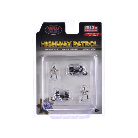 "Highway Patrol" 4 piece Diecast Figure Set (2 Figures 2 Motorcycles) Limited Edition to 3600 pieces Worldwide for 1/64 Scale Models by American Diorama-American Diorama-ModelCars.com