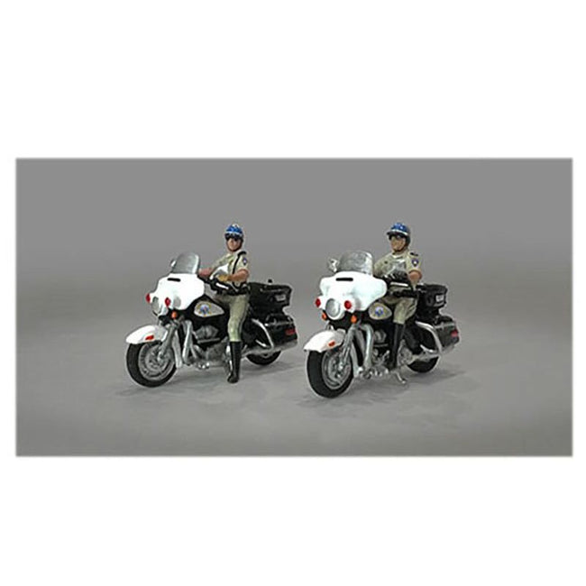 "Highway Patrol" 4 piece Diecast Figure Set (2 Figures 2 Motorcycles) Limited Edition to 3600 pieces Worldwide for 1/64 Scale Models by American Diorama - American Diorama - ModelCars.com