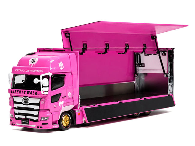 Hino 700 Transporter RHD (Right Hand Drive) "LB-Trucks - Kayano_Distr." Pink Metallic with Graphics 1/64 Diecast Model by GCD-GCD-ModelCars.com