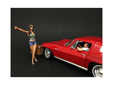 Hitchhiker 2 piece Figurine Set (Green Shirt) for 1/24 Scale Models by American Diorama-American Diorama-ModelCars.com