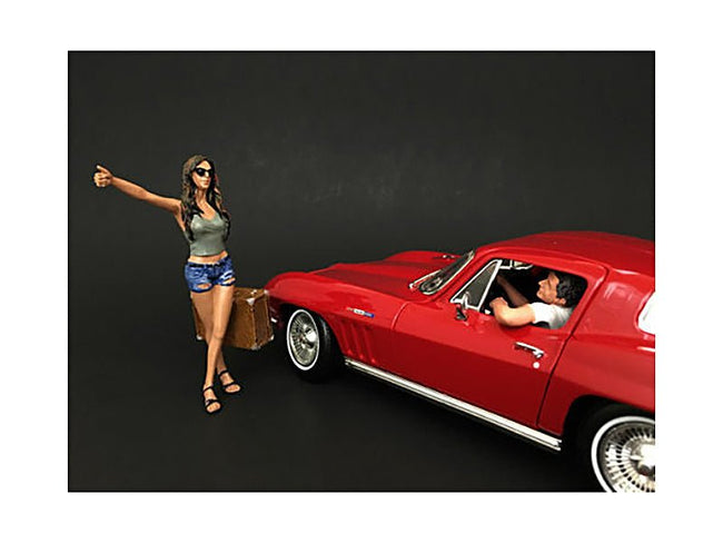 Hitchhiker 2 piece Figurine Set (Green Shirt) for 1/24 Scale Models by American Diorama-American Diorama-ModelCars.com