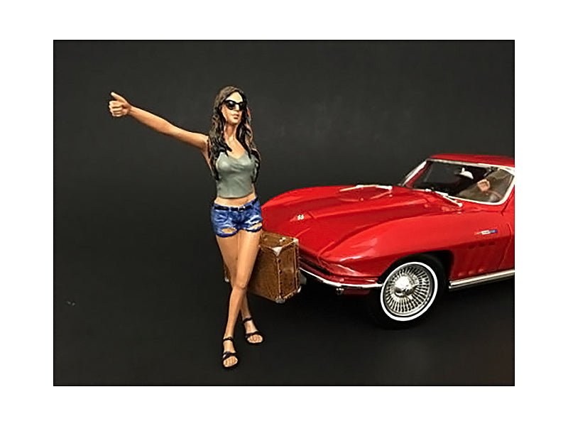 Hitchhiker 2 piece Figurine Set (Green Shirt) for 1/24 Scale Models by American Diorama-American Diorama-ModelCars.com