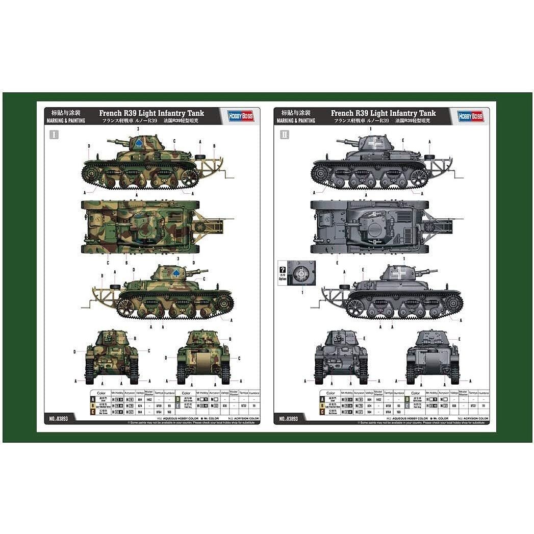 Hobby Boss 1/35 French R39 Light Infantry Tank 83893-Hobby Boss-ModelCars.com