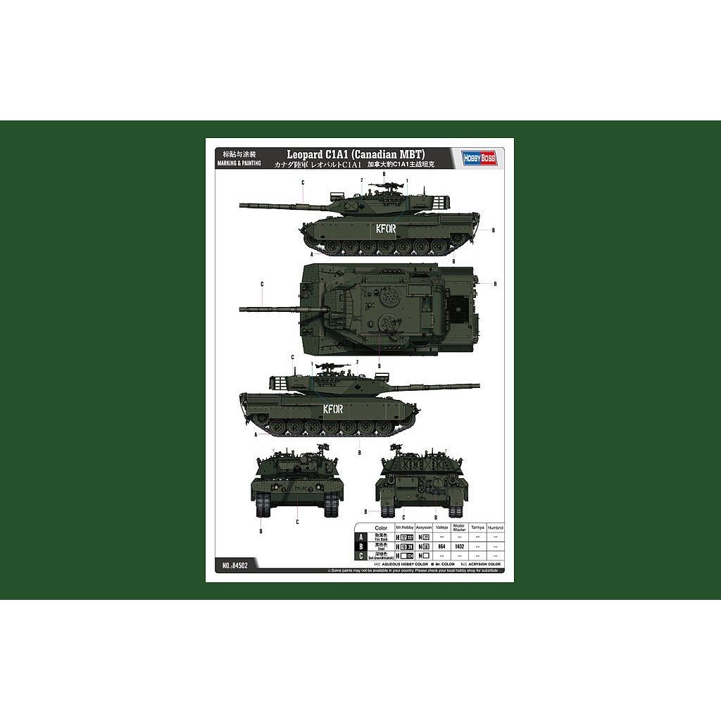 Hobby Boss 1/35 Leopard C1A1 (Canadian MBT) 84502 - Heartland - ModelCars.com