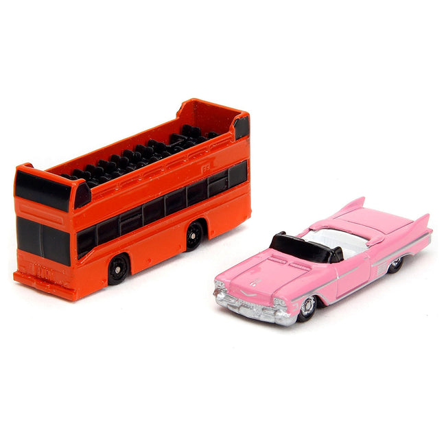 "Hollywood 100" Walk of Fame Diorama with Pink Convertible and Double-Decker Bus "Nano Scene" Series model by Jada-Jada-ModelCars.com