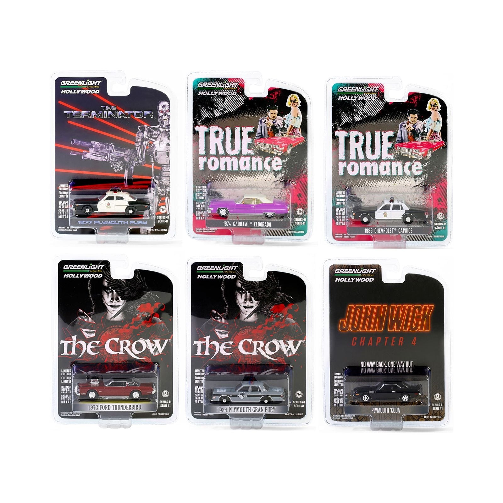 "Hollywood Series" Set of 6 pieces Release 41 1/64 Diecast Model Cars by Greenlight - Greenlight - ModelCars.com