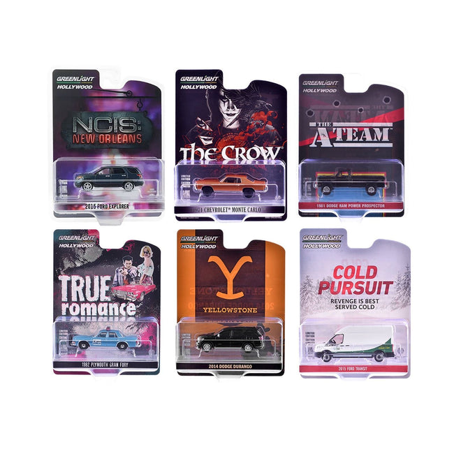 "Hollywood Series" Set of 6 pieces Release 43 1/64 Diecast Model Cars by Greenlight-Greenlight-ModelCars.com