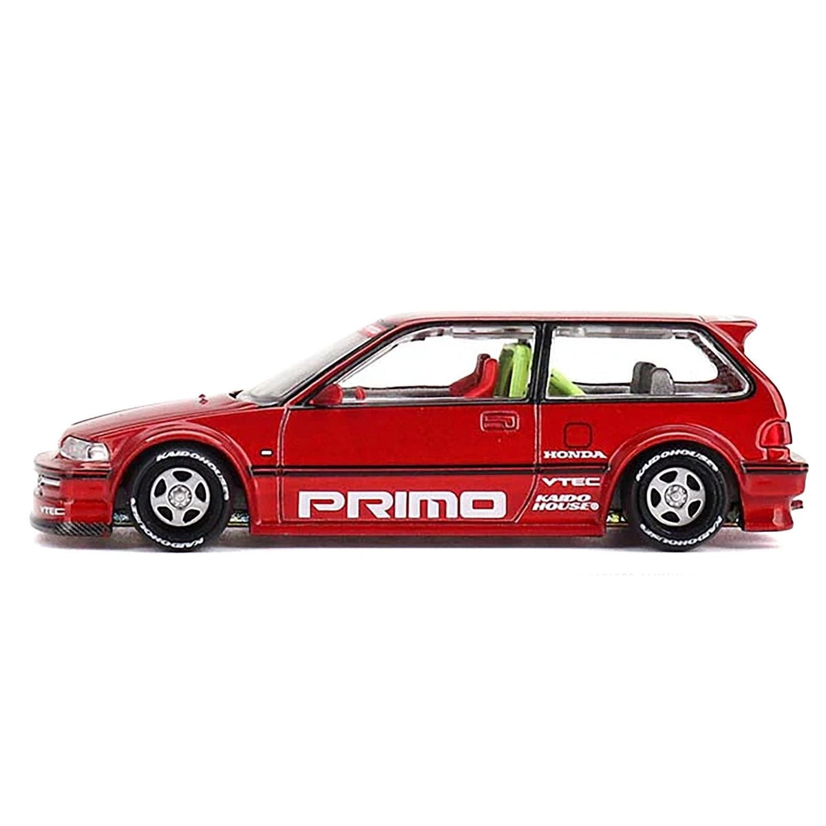Honda Civic (EF) "Kaido Works V2" Red Metallic with Graphics (Designed by Jun Imai) "Kaido House" Special 1/64 Diecast Model Car by Mini GT-Mini GT-ModelCars.com