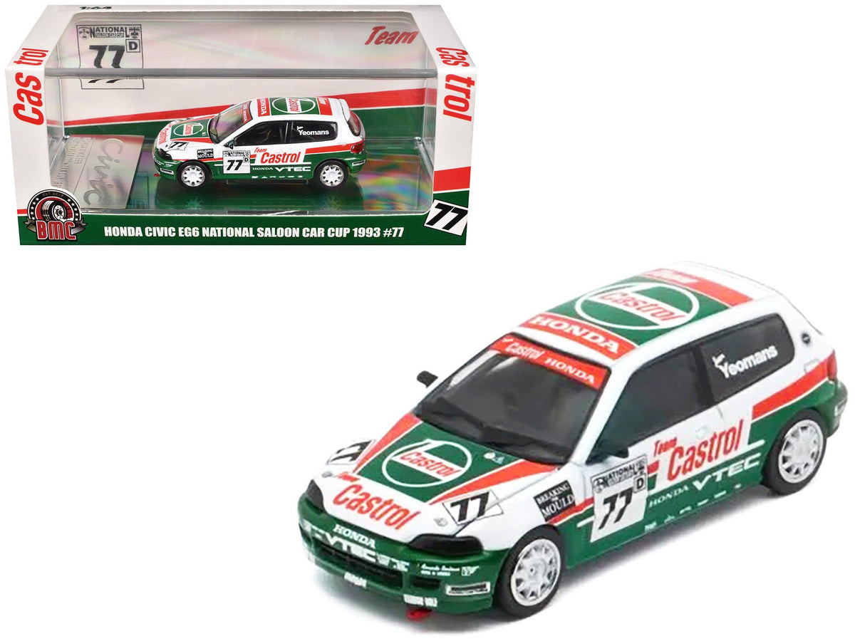 Honda Civic EG6 RHD (Right Hand Drive) 77 Team Castrol "National Saloon Car Cup" (1993) 1/64 Diecast Model Car by BM Creations-BM Creations-ModelCars.com