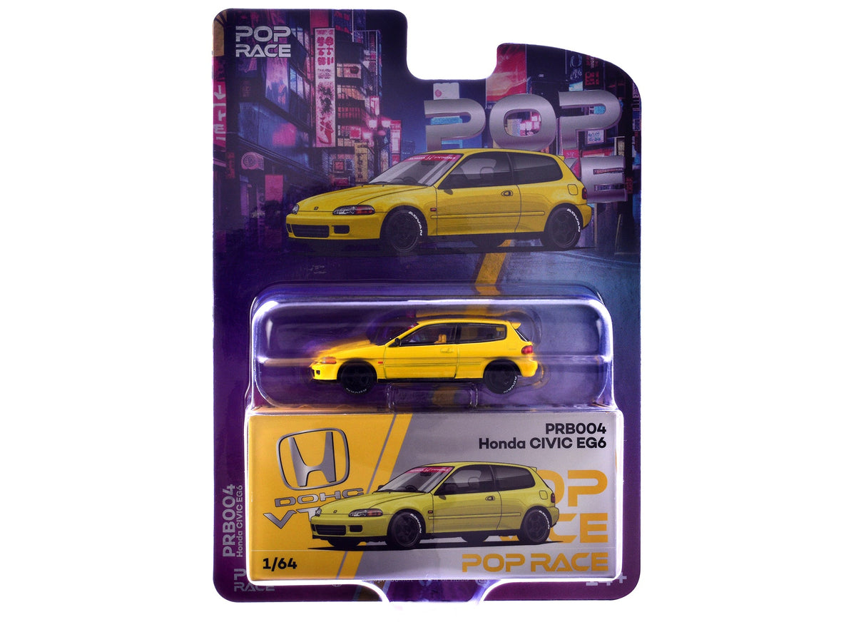 Honda Civic EG6 RHD (Right Hand Drive) Yellow "Vancouver 2026 Event Edition" 1/64 Diecast Model Car by Pop Race-Pop Race-ModelCars.com