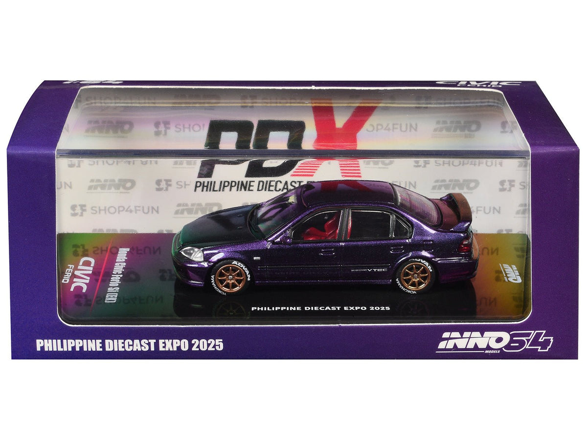 Honda Civic Ferio Si (EK) RHD (Right Hand Drive) Midnight Purple Metallic "Philippine Diecast Expo 2025 Event Edition" 1/64 Diecast Model Car by Inno Models-Inno Models-ModelCars.com