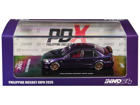Honda Civic Ferio Si (EK) RHD (Right Hand Drive) Midnight Purple Metallic "Philippine Diecast Expo 2025 Event Edition" 1/64 Diecast Model Car by Inno Models-Inno Models-ModelCars.com