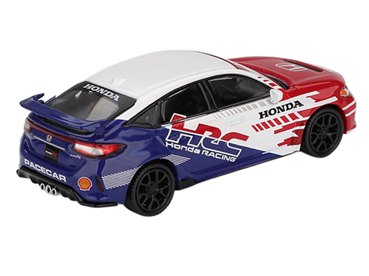Honda Civic TYPE R "2024 Pace Car HRC" White with Red and Blue Graphics Limited Edition 1/64 Diecast Model Car by Mini GT-Mini GT-ModelCars.com