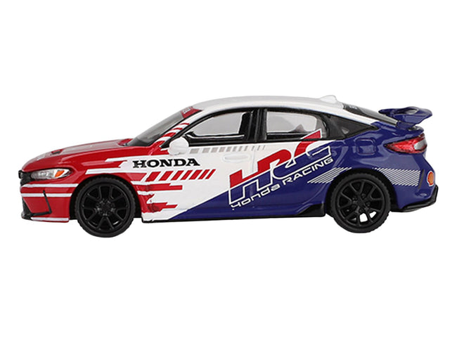 Honda Civic TYPE R "2024 Pace Car HRC" White with Red and Blue Graphics Limited Edition 1/64 Diecast Model Car by Mini GT-Mini GT-ModelCars.com