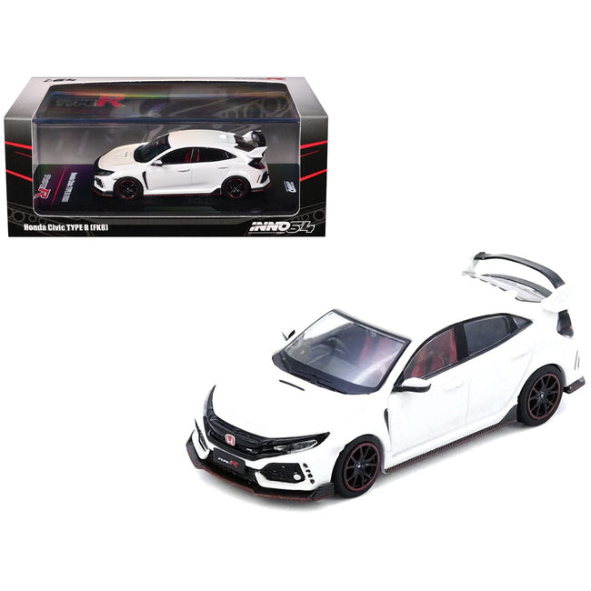 Honda Civic Type R (FK8) RHD (Right Hand Drive) White 1/64 Diecast Model Car by Inno Models-Inno Models-ModelCars.com
