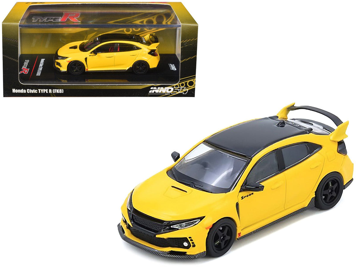 Honda Civic Type R (FK8) RHD (Right Hand Drive) Yellow with Black Top 1/64 Diecast Model Car by Inno Models-Inno Models-ModelCars.com