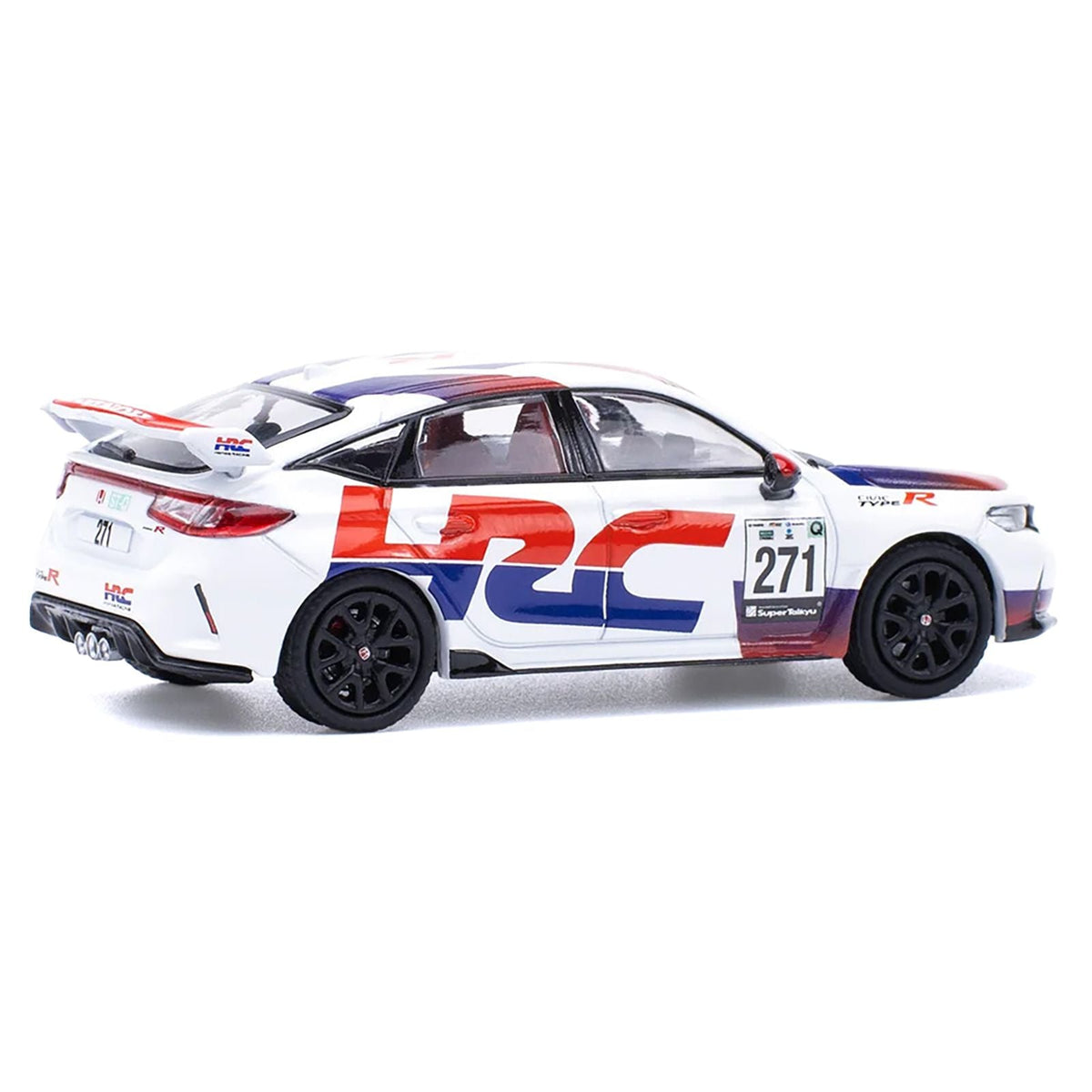 Honda Civic Type R FL5 "HRC - Honda Racing" White with Graphics 1/64 Diecast Model Car by Pop Race-Pop Race-ModelCars.com