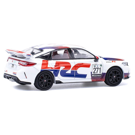Honda Civic Type R FL5 "HRC - Honda Racing" White with Graphics 1/64 Diecast Model Car by Pop Race-Pop Race-ModelCars.com