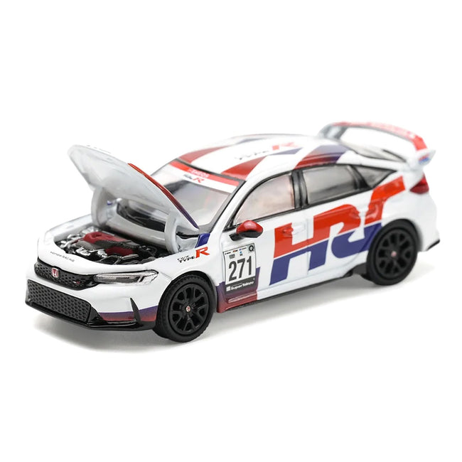 Honda Civic Type R FL5 "HRC - Honda Racing" White with Graphics 1/64 Diecast Model Car by Pop Race-Pop Race-ModelCars.com