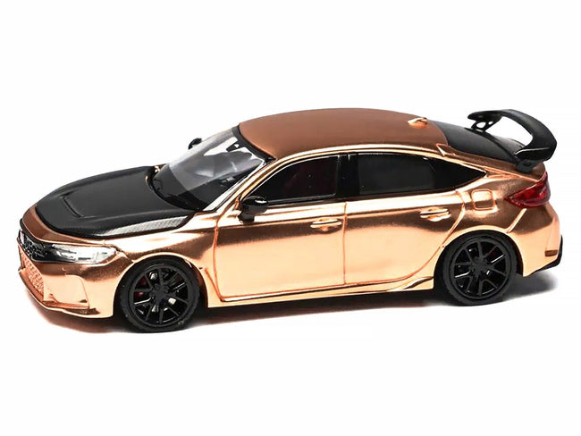 Honda Civic Type R (FL5) RHD (Right Hand Drive) Electroplating Copper Metallic with Carbon Hood "Hong Kong Toycar Salon 2025" "Senior 64" Series Limited Edition to 599 pieces Worldwide 1/64 Diecast Model Car by MotorHelix-Motorhelix-ModelCars.com