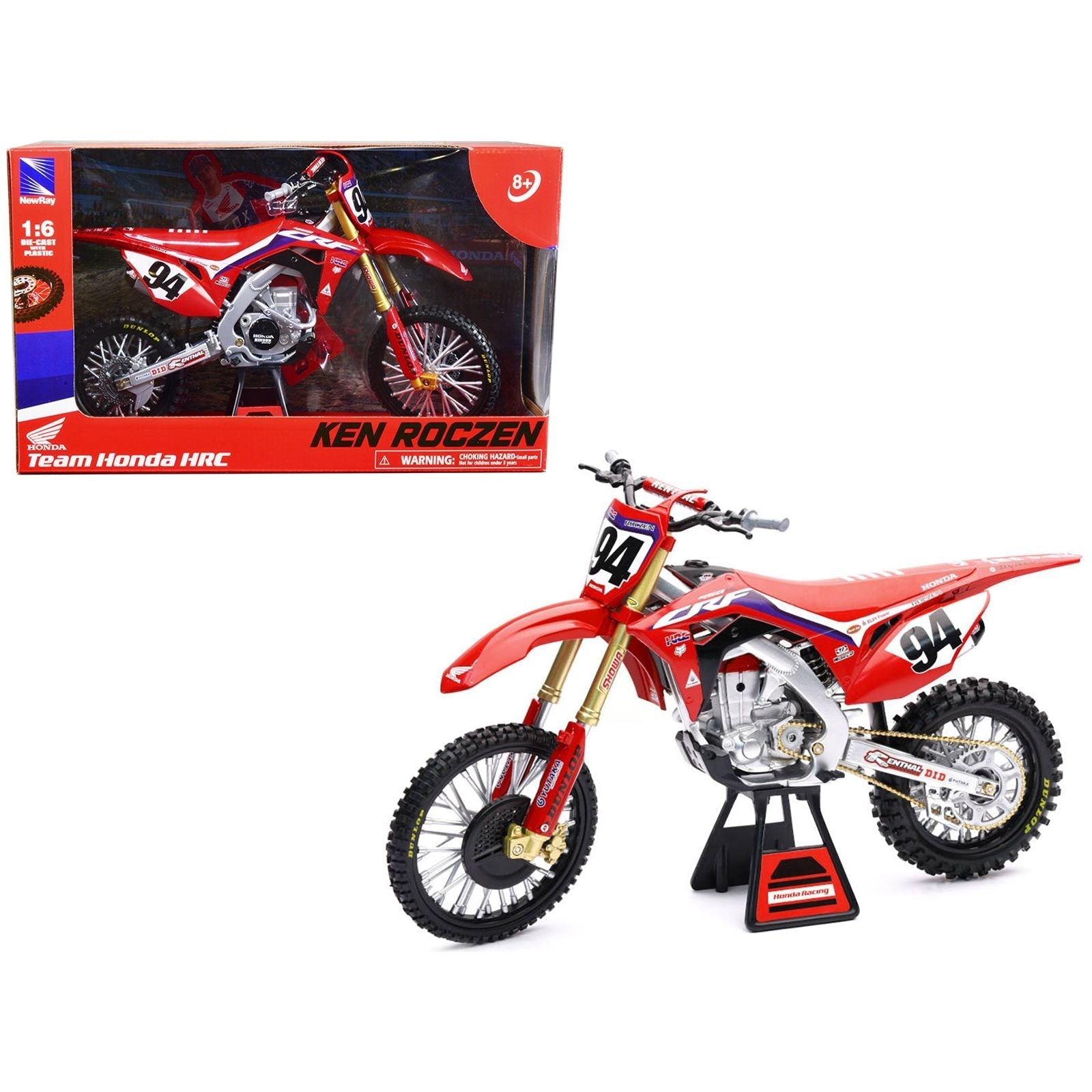 Honda CRF 450R Dirt Bike Motorcycle 94 Ken Roczen Red "Team Honda HRC" 1/6 Diecast Model by New Ray - New Ray - ModelCars.com