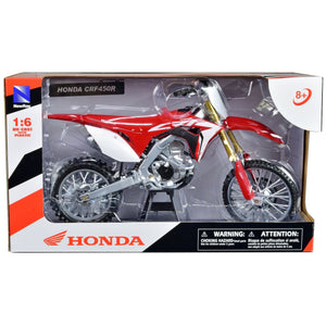 Honda CRF450R Dirt Bike Motorcycle Red and White 1/6 Diecast Model by New Ray