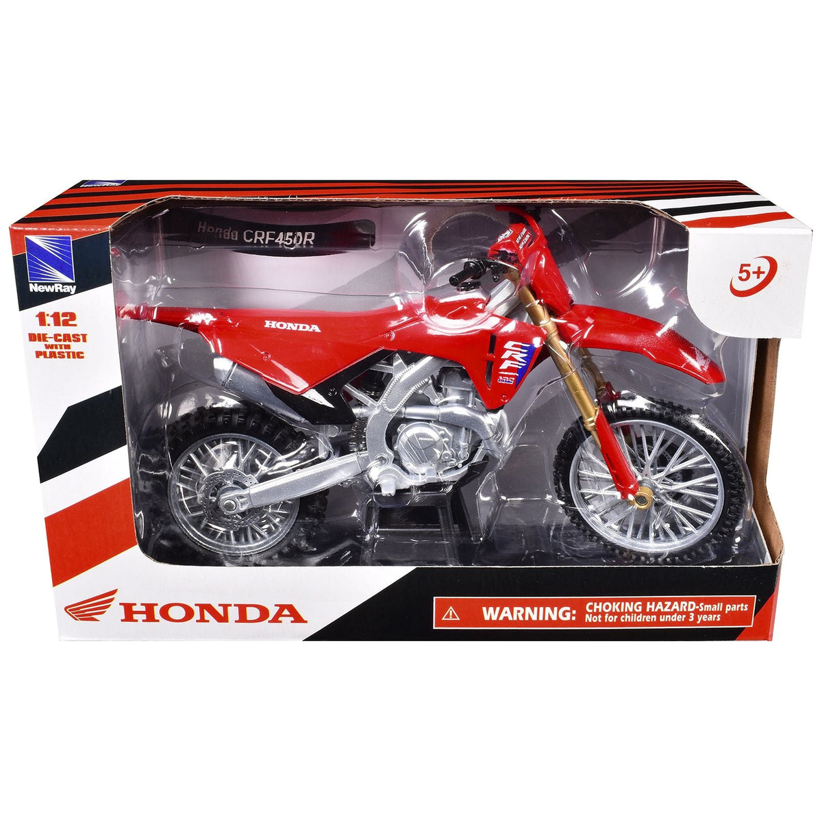 Honda CRF450R Motorcycle Red with Black Accents 1/12 Diecast Model by New Ray-New Ray-ModelCars.com