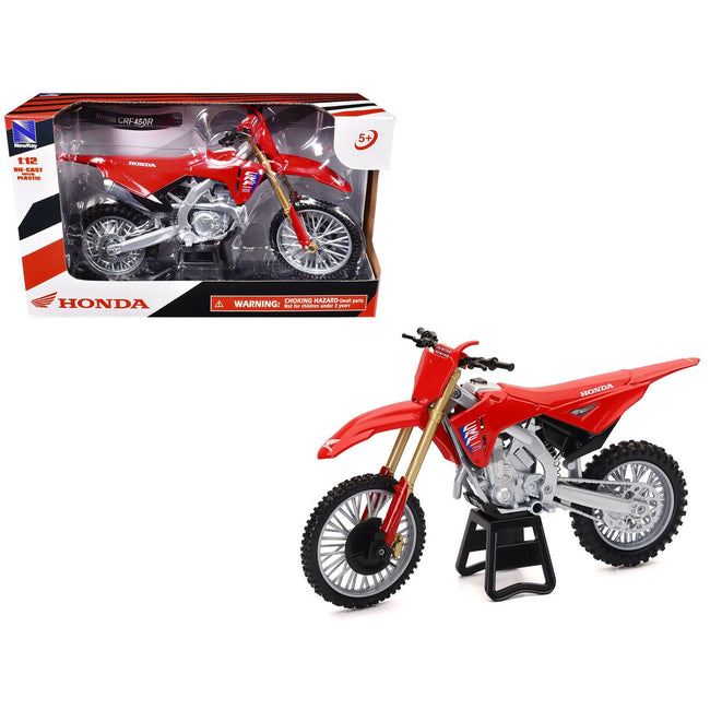 Honda CRF450R Motorcycle Red with Black Accents 1/12 Diecast Model by New Ray-New Ray-ModelCars.com