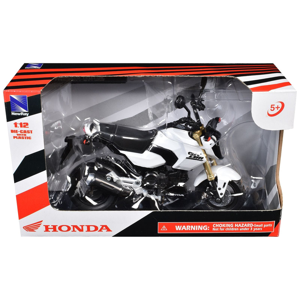 Honda GROM Motorcycle White 1/12 Diecast Model by New Ray-New Ray-ModelCars.com