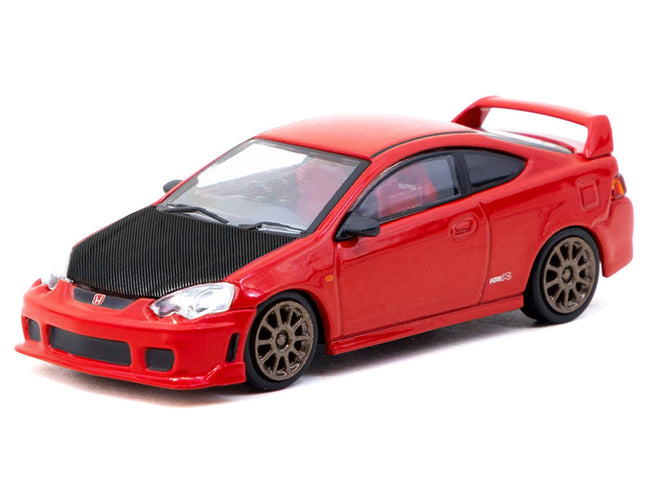 Honda Integra Type R DC5 Custom RHD (Right Hand Drive) Red with Carbon Hood "Road64" Series 1/64 Diecast Model Car by Tarmac Works-Tarmac Works-ModelCars.com