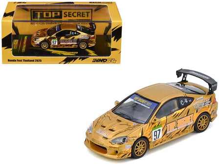 Honda Integra Type R (DC5) RHD (Right Hand Drive) 97 "Top Secret Thailand" Gold Metallic with Graphics "Honda Fest Thailand 2025"1/64 Diecast Model Car by Inno Models-Inno Models-ModelCars.com