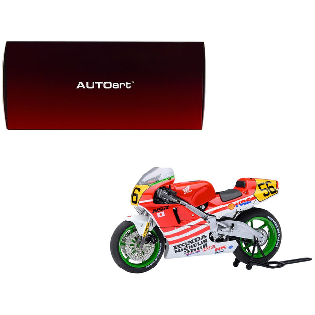 Honda NSR500 WGP500 Motorcycle #56 Red and White with Helmet "Baribari Legend" (1986) OVA 1/12 Model by Autoart-Autoart-ModelCars.com