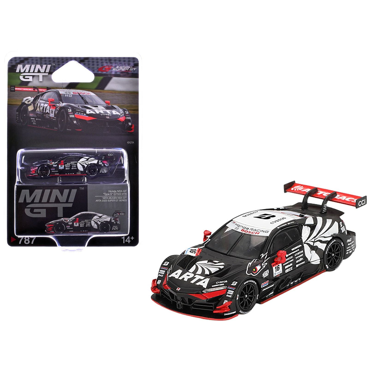 Honda NSX-GT "Type S" GT500 #16 Nirei Fukuzumi - Hiroki Otsu "ARTA" "Super GT Series" (2023) Limited Edition 1/64 Diecast Model Car by Mini GT-Mini GT-ModelCars.com