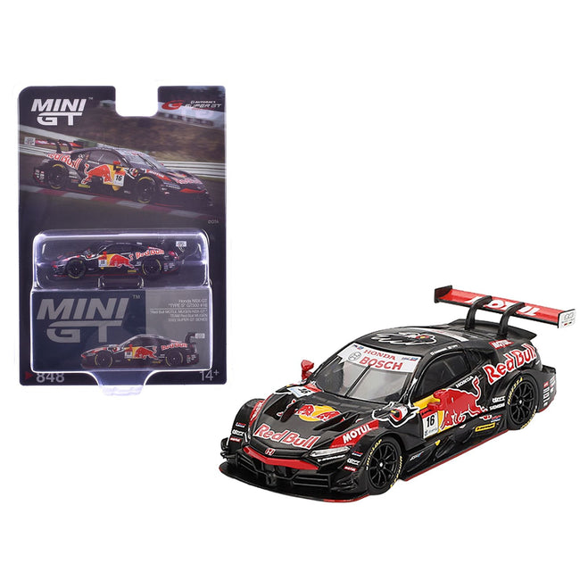 Honda NSX-GT "TYPE S" GT500 #16 Ukyo Sasahara - Toshiki Oyu "Team Red Bull Mugen" "Super GT Series" (2022) Limited Edition 1/64 Diecast Model Car by Mini GT-Mini GT-ModelCars.com
